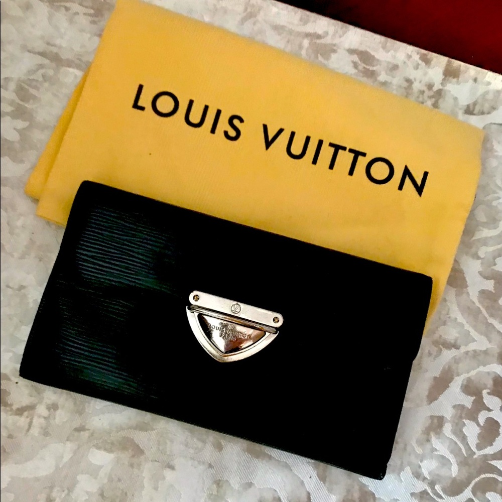 Louis Vuitton Black Epi Leather Continental Wallet with Silver-Tone Hardware